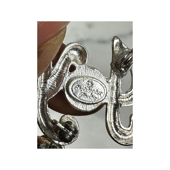 Christopher Radko Joy Pin Christmas Brooch / Poinsettia Silver Gold Tone Rhinest - Picture 3 of 4